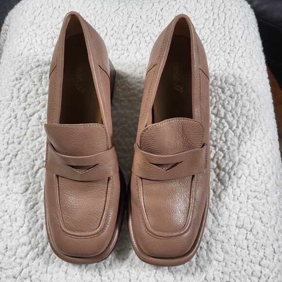 SAINT G Viviana Loafer Pump heels leather Taupe Size 8 EU 38 - Picture 1 of 6